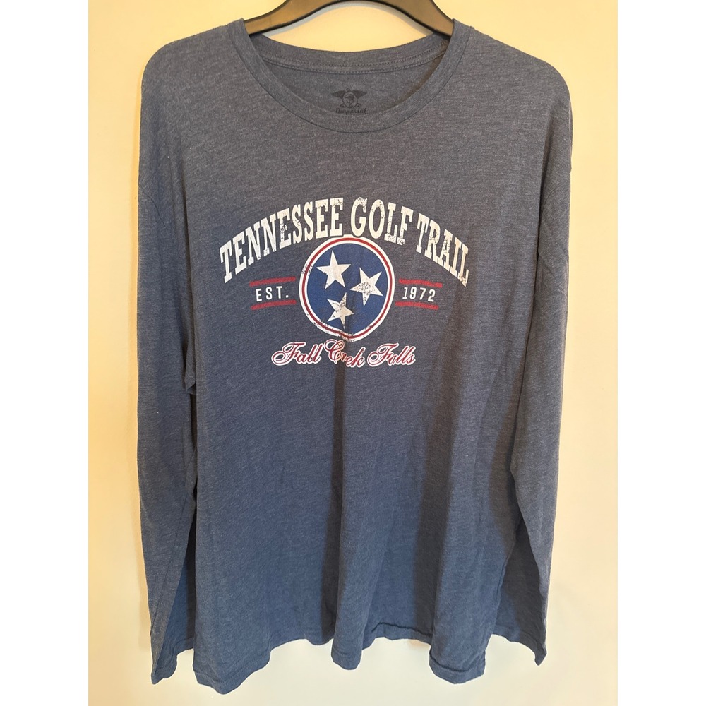 Imperial Tennessee Golf Trail Fall Creek Falls Long Sleeve Tee Navy Blue 2XL